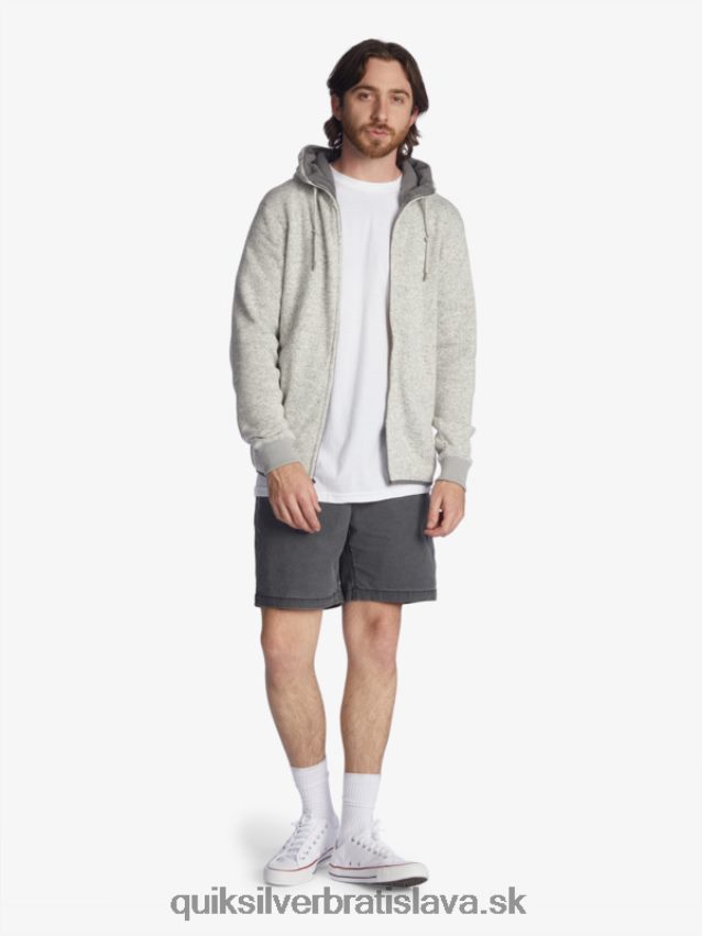 mikina s kapucňou na zips Quiksilver muži B80HXR1479 svetlosivý vres