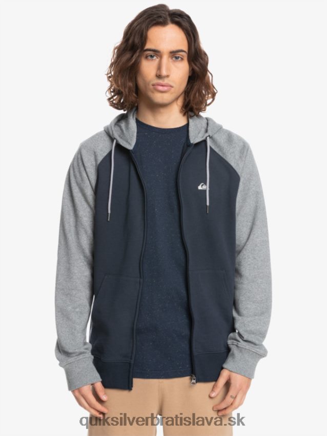 nevyhnutná mikina s kapucňou na zips Quiksilver muži B80HXR1514 svetlosivý vres/čierna