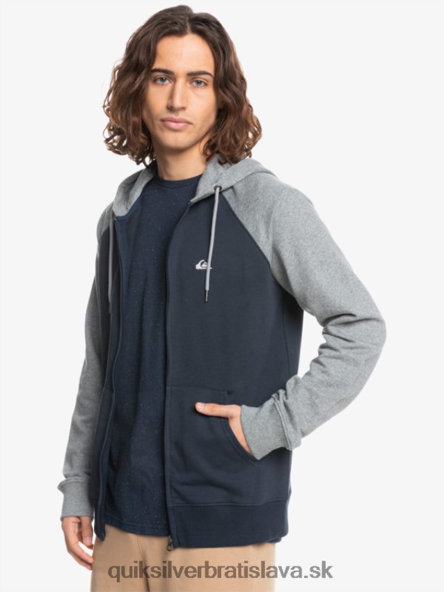 nevyhnutná mikina s kapucňou na zips Quiksilver muži B80HXR1514 svetlosivý vres/čierna