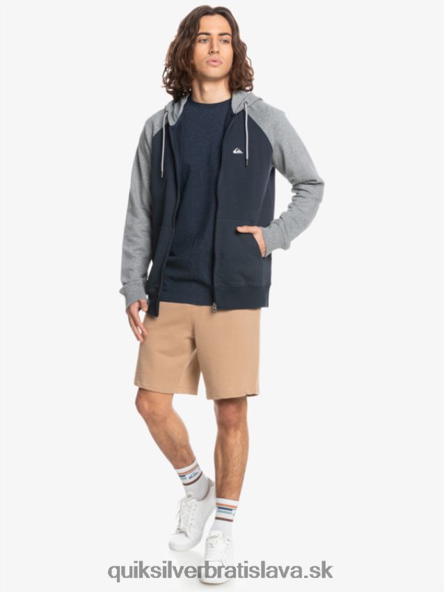 nevyhnutná mikina s kapucňou na zips Quiksilver muži B80HXR1514 svetlosivý vres/čierna