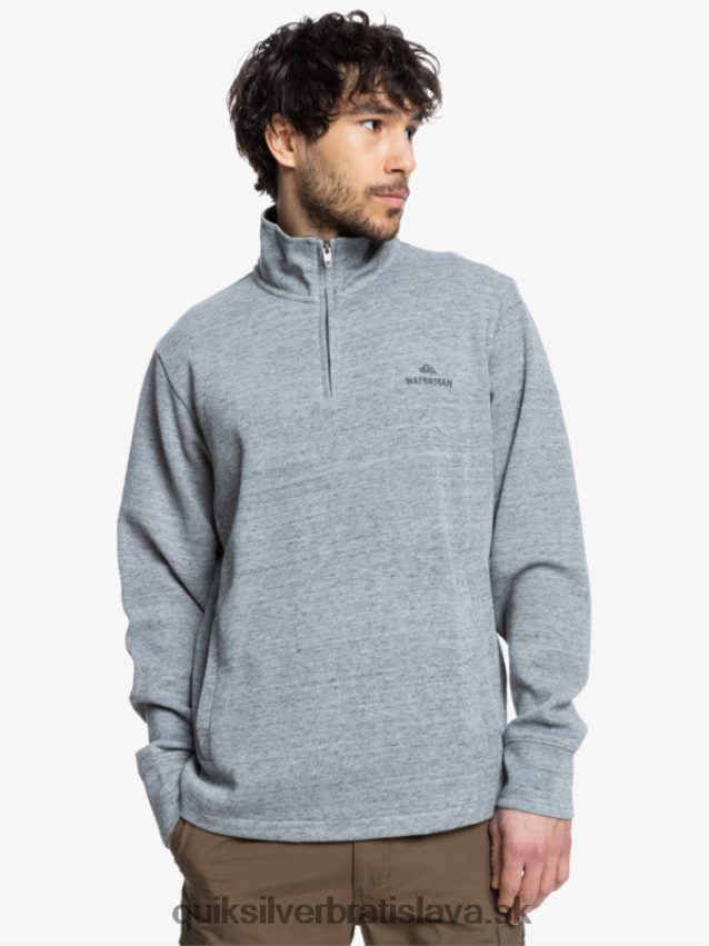 vodácka mikina so zapínaním na zips Quiksilver muži B80HXR1800 svetlosivý vres