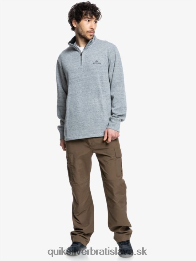 vodácka mikina so zapínaním na zips Quiksilver muži B80HXR1800 svetlosivý vres