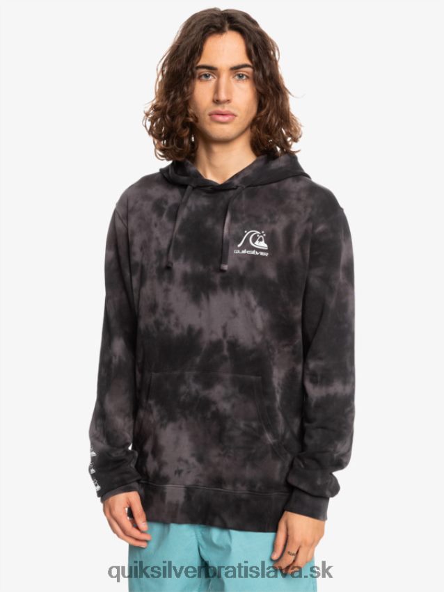 zakalená mikina s kapucňou Quiksilver muži B80HXR1503 čierna zakalená farba na kravatu