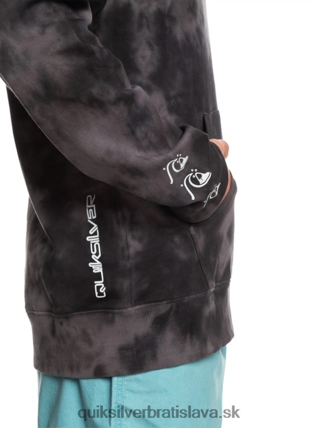zakalená mikina s kapucňou Quiksilver muži B80HXR1503 čierna zakalená farba na kravatu
