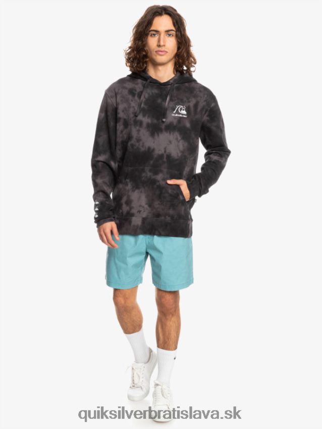 zakalená mikina s kapucňou Quiksilver muži B80HXR1503 čierna zakalená farba na kravatu