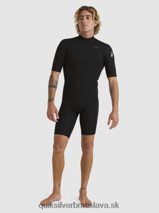 2/2 mm kombinéza so zipsom na každodenné cvičenie s krátkym rukávom Quiksilver muži B80HXR1432 čierna