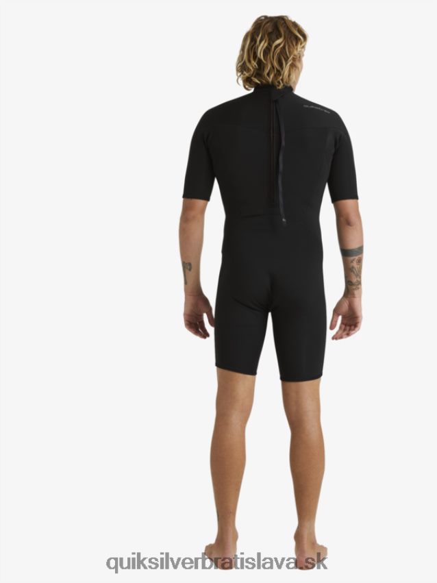 2/2 mm kombinéza so zipsom na každodenné cvičenie s krátkym rukávom Quiksilver muži B80HXR1432 čierna