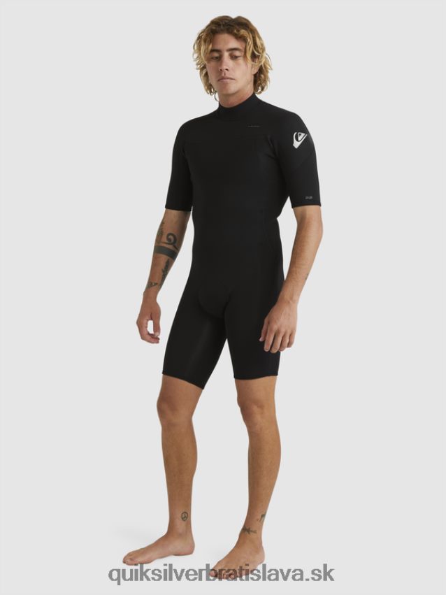 2/2 mm kombinéza so zipsom na každodenné cvičenie s krátkym rukávom Quiksilver muži B80HXR1432 čierna