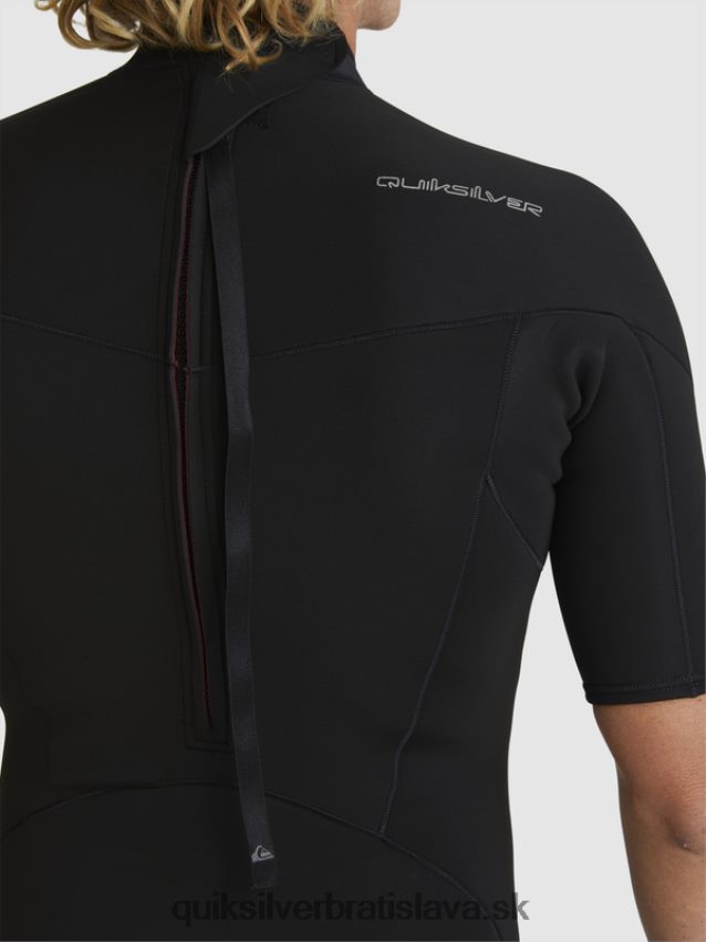 2/2 mm kombinéza so zipsom na každodenné cvičenie s krátkym rukávom Quiksilver muži B80HXR1432 čierna