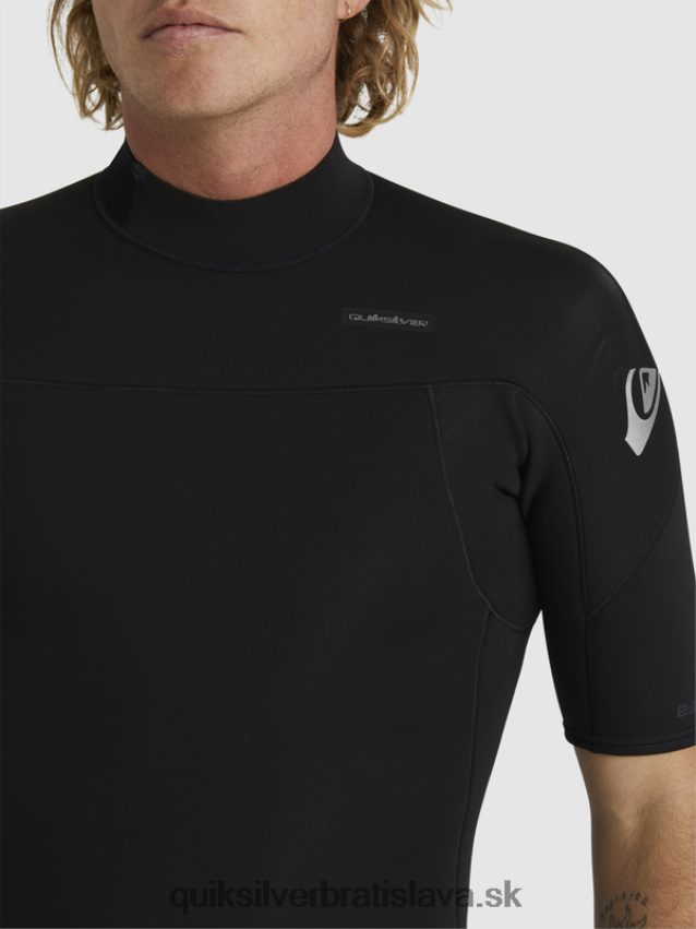 2/2 mm kombinéza so zipsom na každodenné cvičenie s krátkym rukávom Quiksilver muži B80HXR1432 čierna