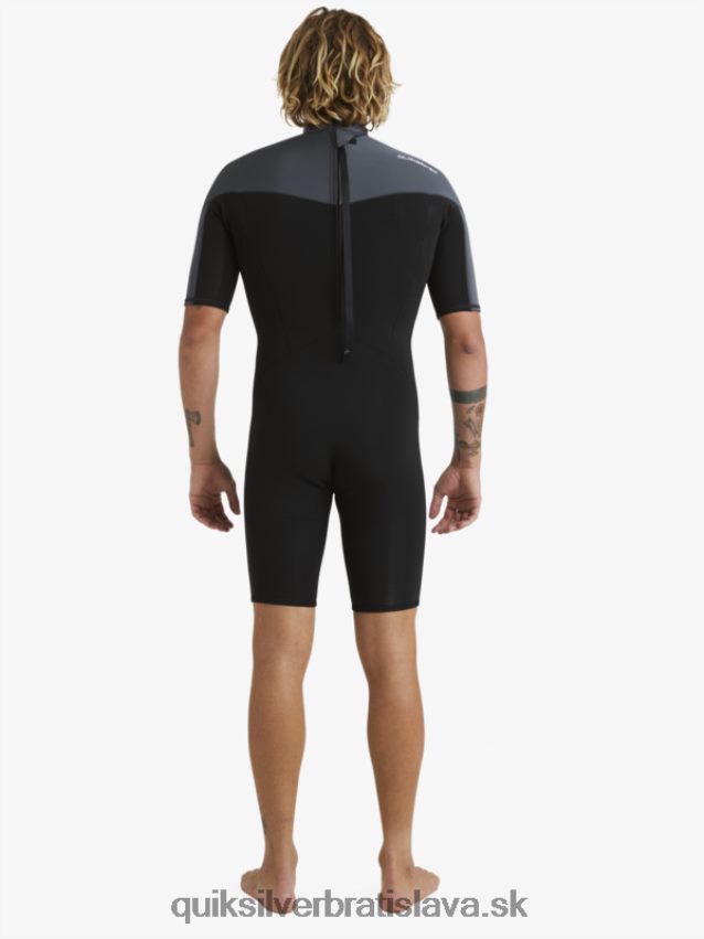 2/2 mm kombinéza so zipsom na každodenné cvičenie s krátkym rukávom Quiksilver muži B80HXR1433 čierny/delový kov