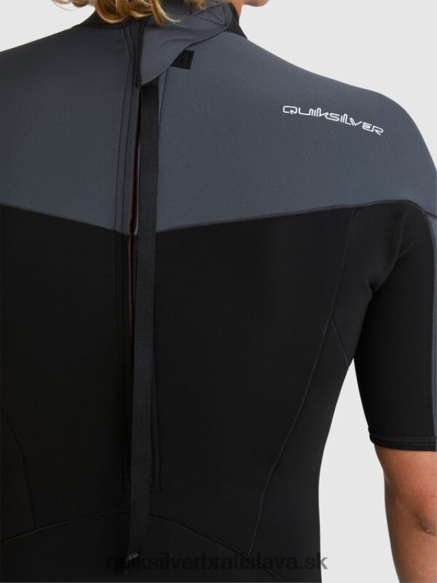 2/2 mm kombinéza so zipsom na každodenné cvičenie s krátkym rukávom Quiksilver muži B80HXR1433 čierny/delový kov