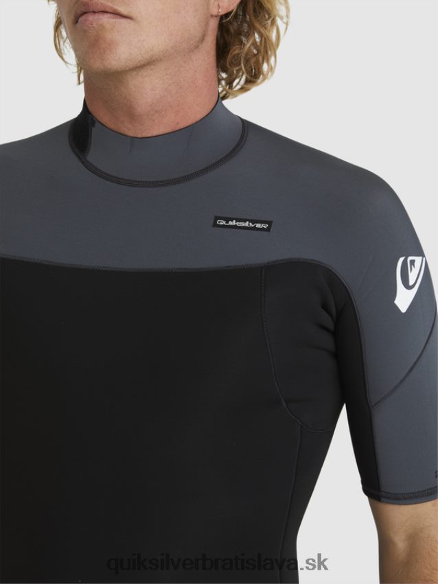 2/2 mm kombinéza so zipsom na každodenné cvičenie s krátkym rukávom Quiksilver muži B80HXR1433 čierny/delový kov