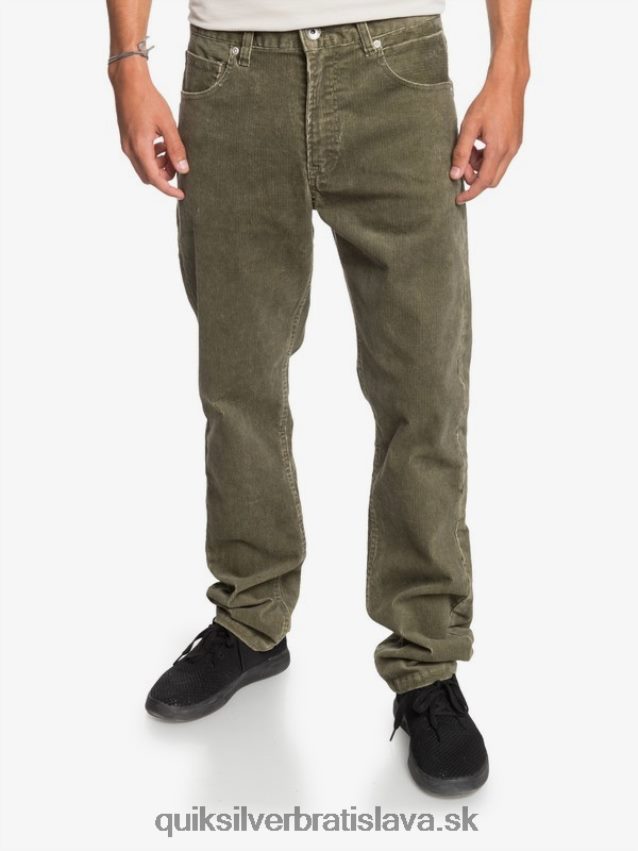 manšestrové nohavice kracker rovného strihu Quiksilver muži B80HXR1606 kalamata