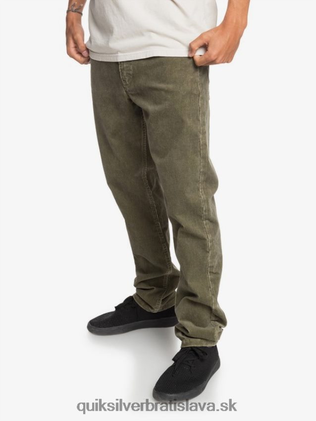 manšestrové nohavice kracker rovného strihu Quiksilver muži B80HXR1606 kalamata