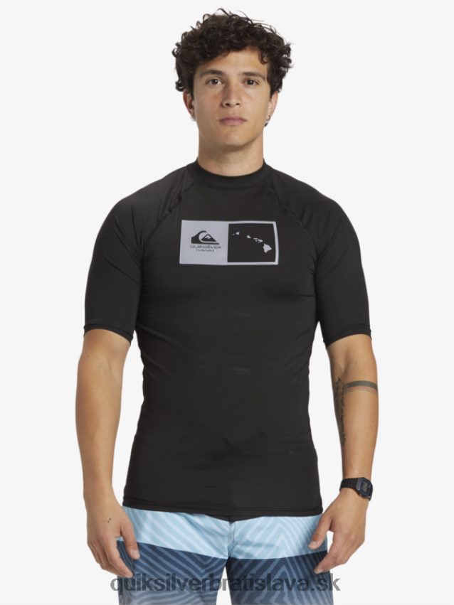 Havajské surfové tričko s krátkym rukávom upf 50 Quiksilver muži B80HXR1170 čierna