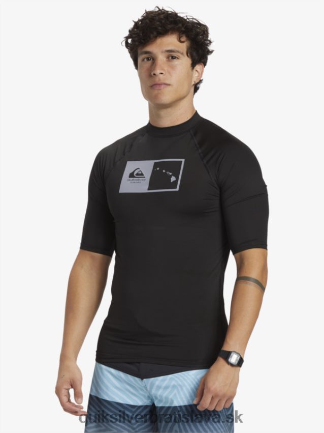 Havajské surfové tričko s krátkym rukávom upf 50 Quiksilver muži B80HXR1170 čierna