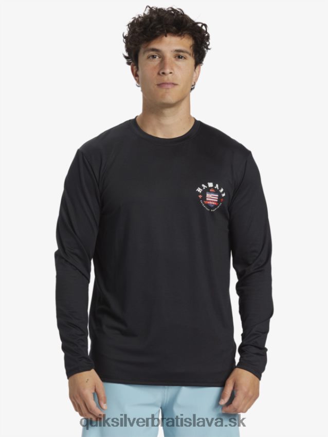 Hawaii royalty upf 50 tričko na surfovanie s dlhým rukávom Quiksilver muži B80HXR924 čierna