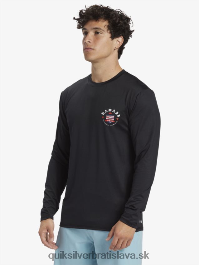 Hawaii royalty upf 50 tričko na surfovanie s dlhým rukávom Quiksilver muži B80HXR924 čierna