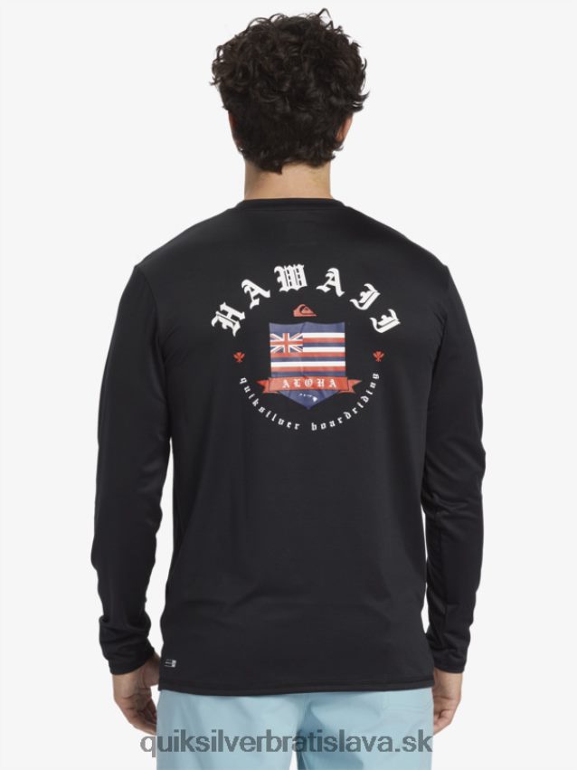 Hawaii royalty upf 50 tričko na surfovanie s dlhým rukávom Quiksilver muži B80HXR924 čierna