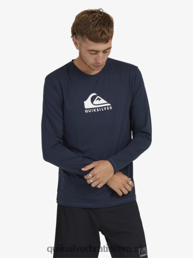 surfové tričko s pevným pruhom a dlhým rukávom upf 50 Quiksilver muži B80HXR1582 námornícke sako