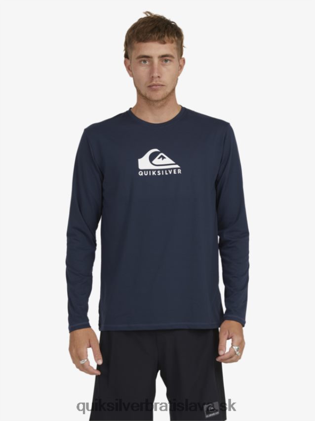 surfové tričko s pevným pruhom a dlhým rukávom upf 50 Quiksilver muži B80HXR1582 námornícke sako