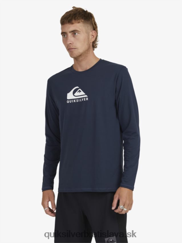 surfové tričko s pevným pruhom a dlhým rukávom upf 50 Quiksilver muži B80HXR1582 námornícke sako