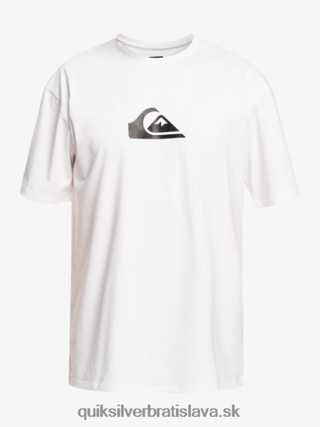 surfové tričko s pevným pruhom a krátkym rukávom upf 50 Quiksilver muži B80HXR881 biely