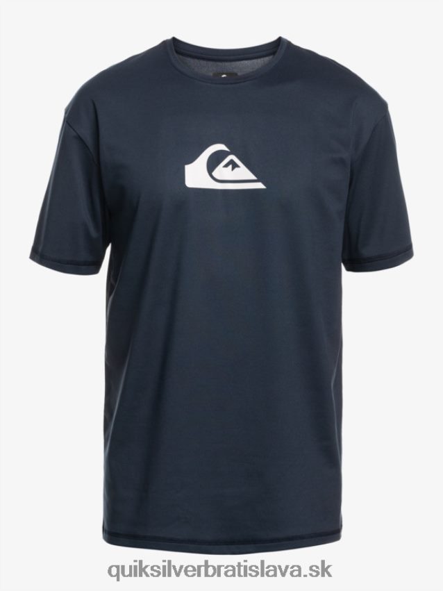 surfové tričko s pevným pruhom a krátkym rukávom upf 50 Quiksilver muži B80HXR885 námornícke sako