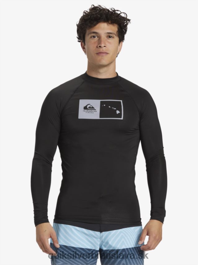 surfovacie tričko hawaii s dvojitým upf 50 dlhým rukávom Quiksilver muži B80HXR1105 čierna