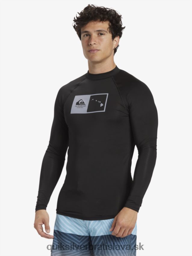surfovacie tričko hawaii s dvojitým upf 50 dlhým rukávom Quiksilver muži B80HXR1105 čierna