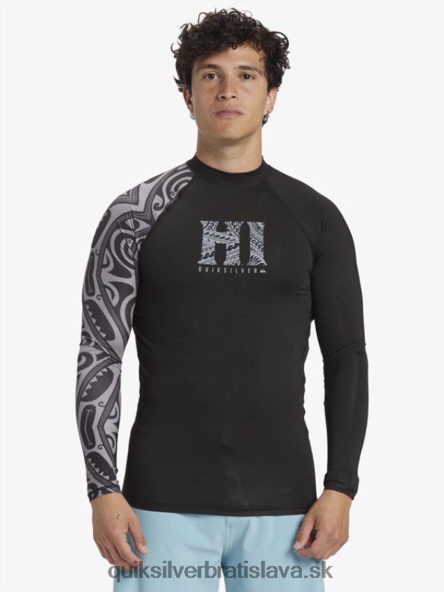 surfovacie tričko s dlhým rukávom, hawaii big island upf 50 Quiksilver muži B80HXR923 čierna