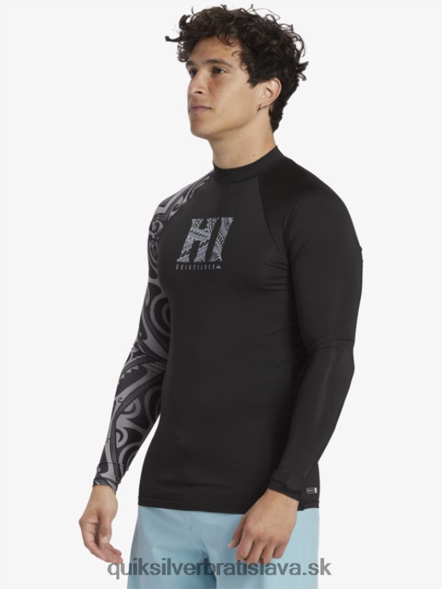 surfovacie tričko s dlhým rukávom, hawaii big island upf 50 Quiksilver muži B80HXR923 čierna