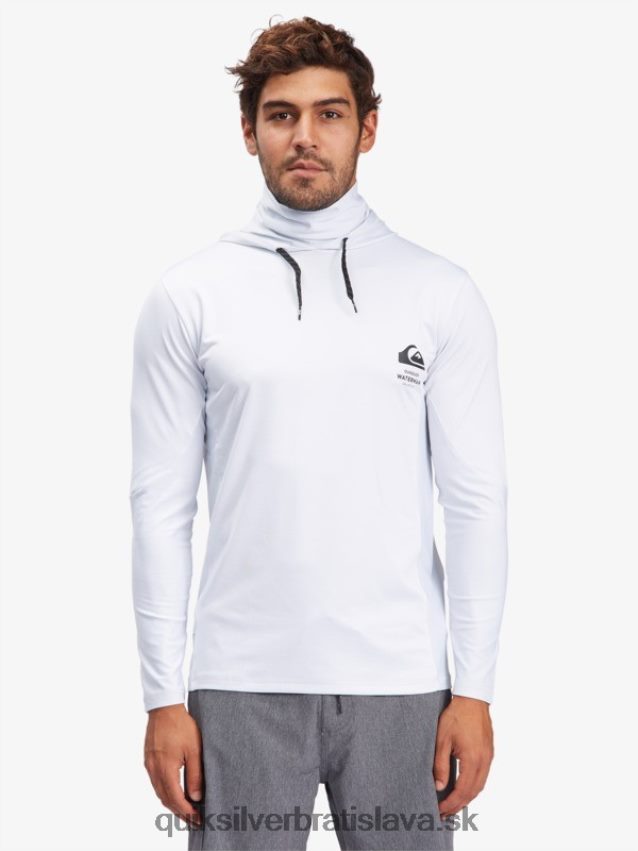 vodník rybár s kapucňou dlhý rukáv upf 50 surfové tričko Quiksilver muži B80HXR1850 biely