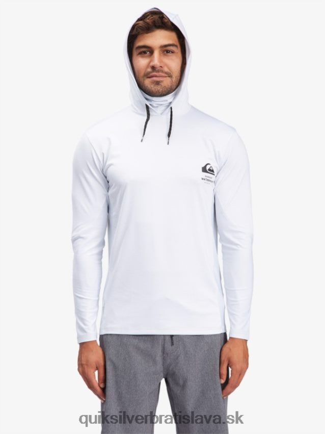 vodník rybár s kapucňou dlhý rukáv upf 50 surfové tričko Quiksilver muži B80HXR1850 biely
