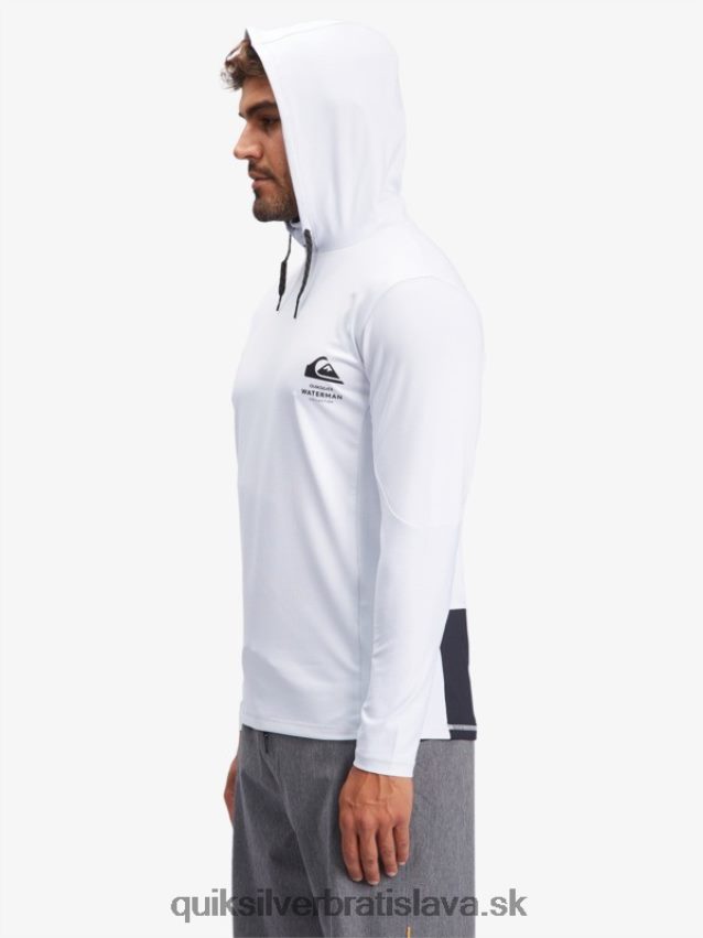 vodník rybár s kapucňou dlhý rukáv upf 50 surfové tričko Quiksilver muži B80HXR1850 biely