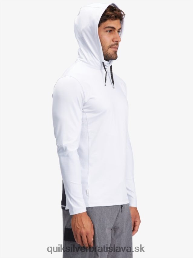 vodník rybár s kapucňou dlhý rukáv upf 50 surfové tričko Quiksilver muži B80HXR1850 biely