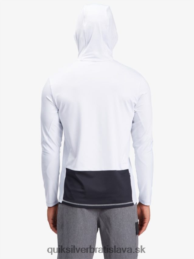 vodník rybár s kapucňou dlhý rukáv upf 50 surfové tričko Quiksilver muži B80HXR1850 biely