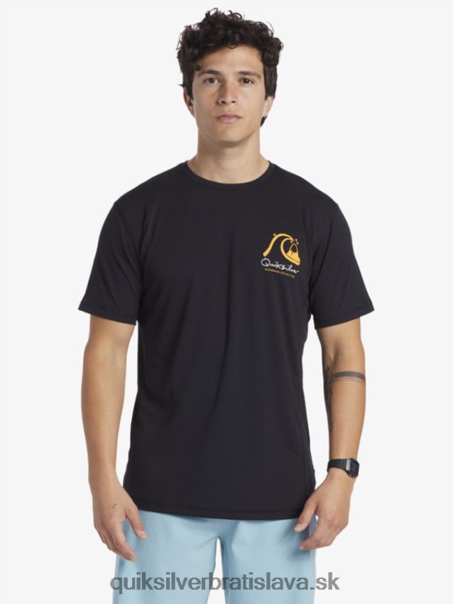 waterman bambus check 2 upf 50 krátky rukáv surfové tričko Quiksilver muži B80HXR276 čierna