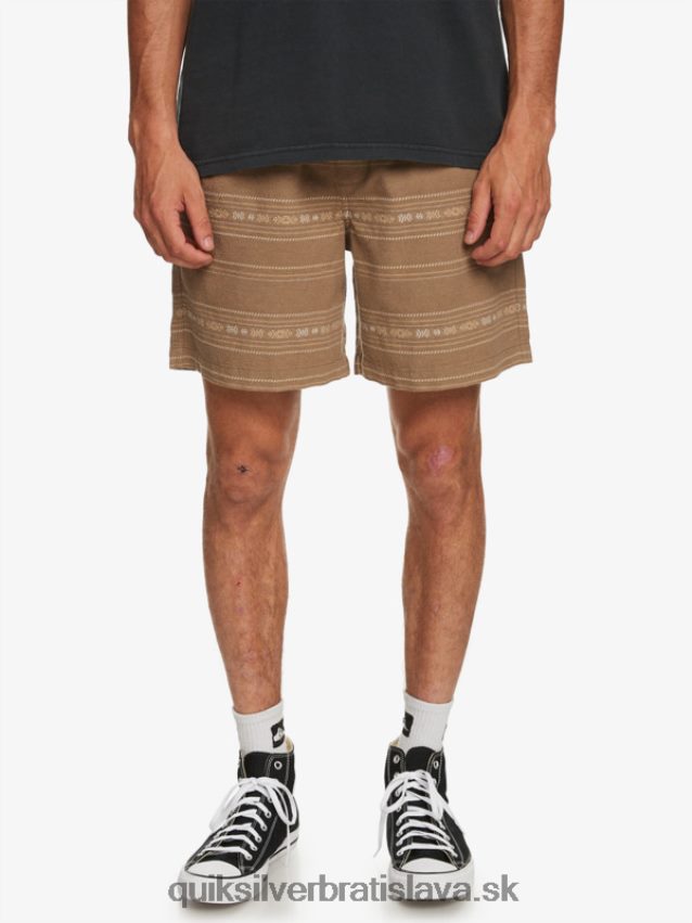 žakárové šortky taxer Quiksilver muži B80HXR421 olivovo sivý mini žakár