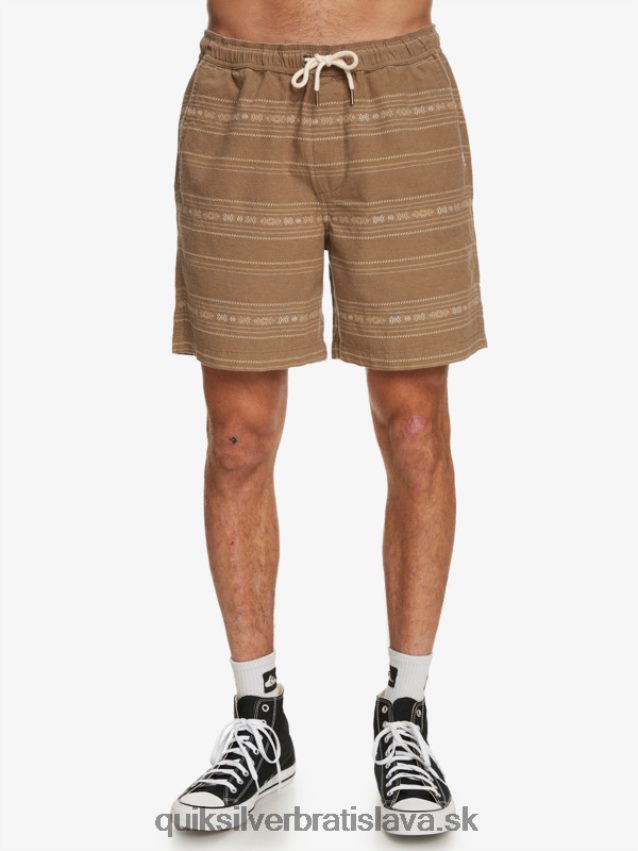 žakárové šortky taxer Quiksilver muži B80HXR421 olivovo sivý mini žakár