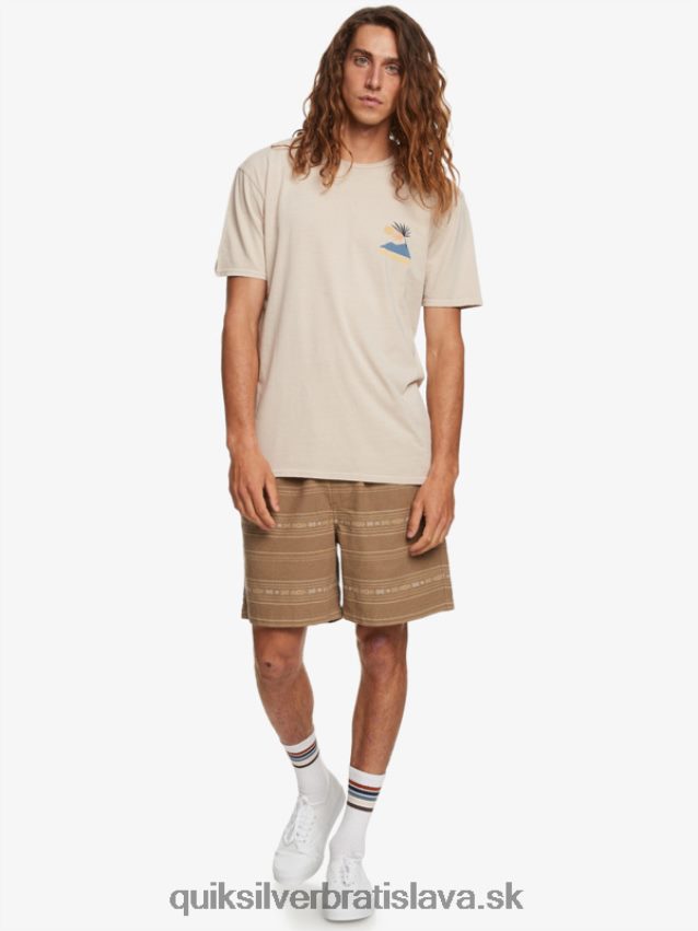 žakárové šortky taxer Quiksilver muži B80HXR421 olivovo sivý mini žakár