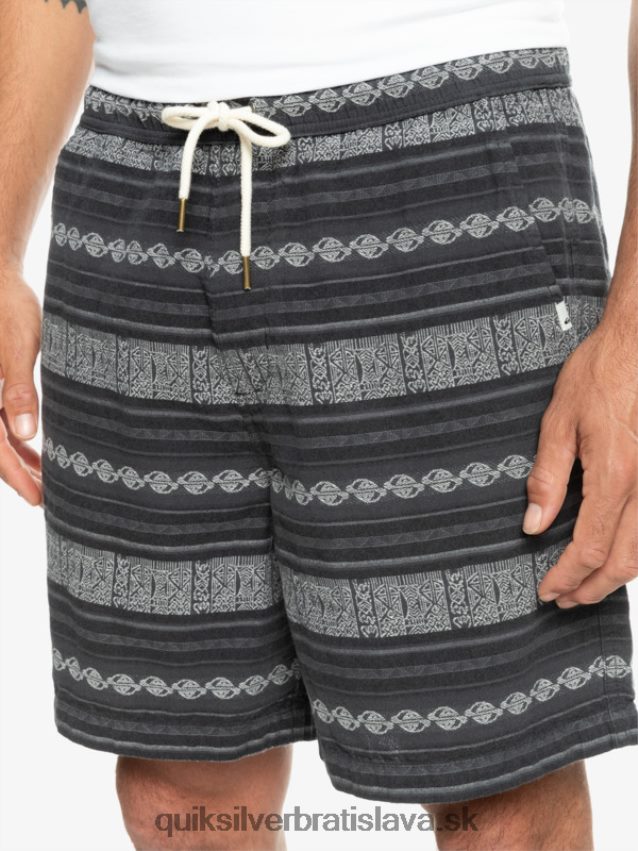 žakárové šortky taxer Quiksilver muži B80HXR423 čierny taxer jaquard hori