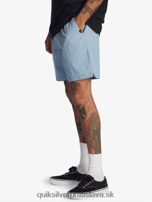 šortky taxer 17 s elastickým pásom Quiksilver muži B80HXR1379 vyblednutý denim