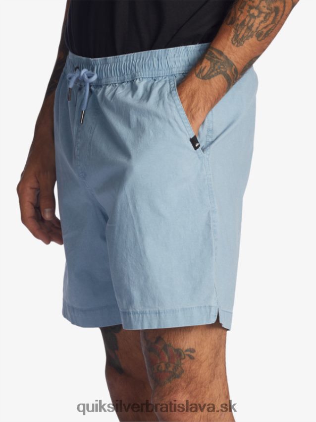 šortky taxer 17 s elastickým pásom Quiksilver muži B80HXR1379 vyblednutý denim