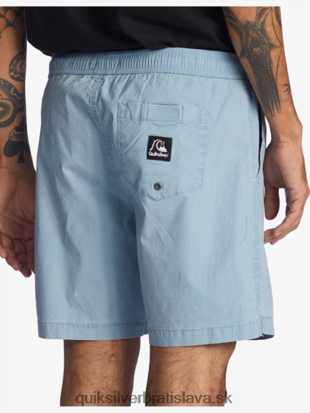 šortky taxer 17 s elastickým pásom Quiksilver muži B80HXR1379 vyblednutý denim
