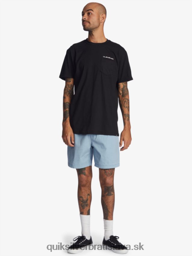 šortky taxer 17 s elastickým pásom Quiksilver muži B80HXR1379 vyblednutý denim