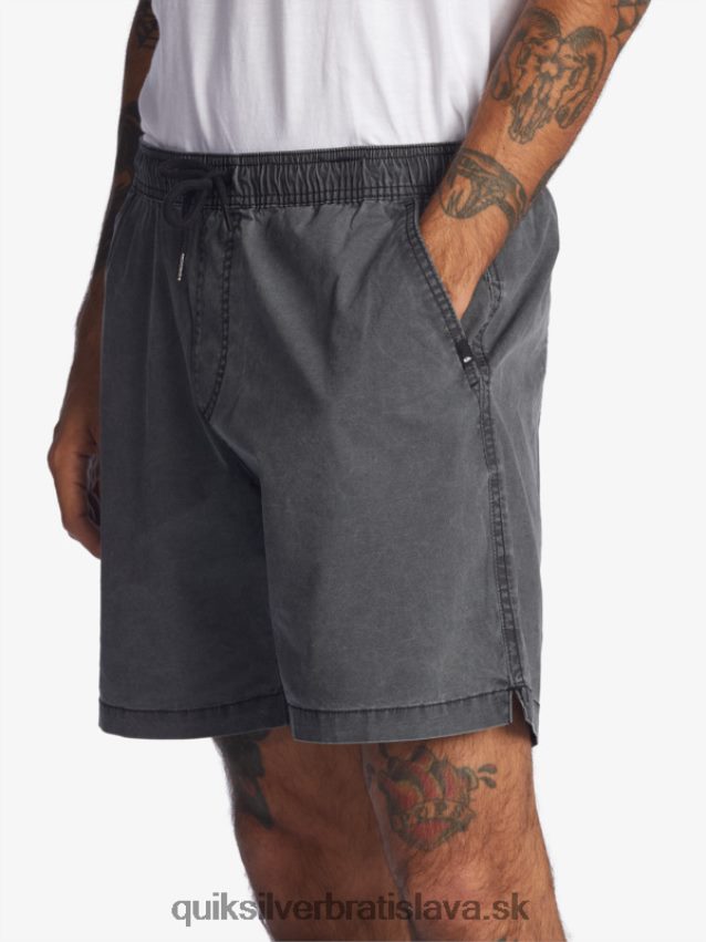 šortky taxer 17 s elastickým pásom Quiksilver muži B80HXR1381 čierna
