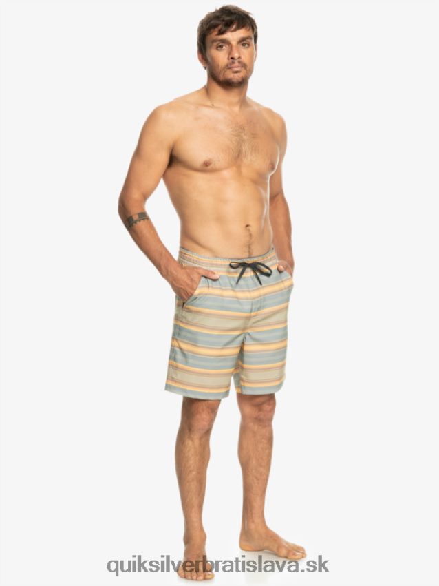 taxer print 18 obojživelných šortiek Quiksilver muži B80HXR104 plaza taupe surf days pruh