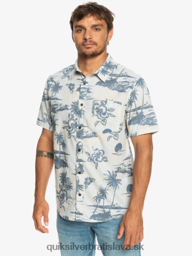 Airflow bavlnená košeľa s krátkym rukávom Quiksilver muži B80HXR1368 brezové prúdenie vzduchu